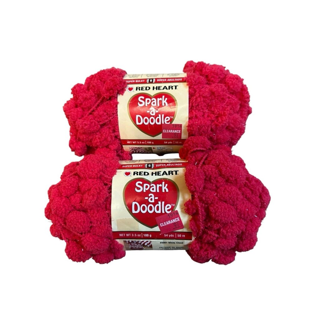 Red Heart Spark-a-Doodle Yarn Reddy 9901 Super Bulky Discontinued Lot of 2